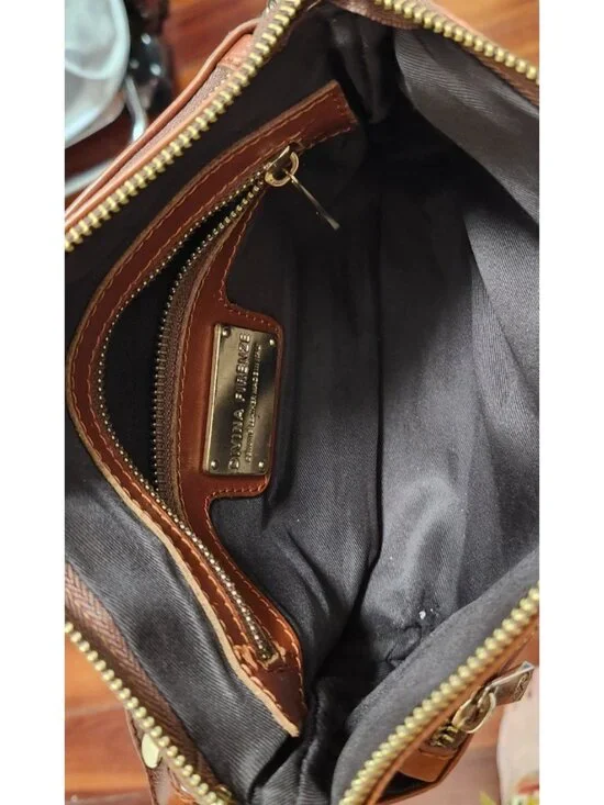 Divina Firenze Brown Genuine Leather Shoulder Bag Made In Italy Small Zip Purse - Picture 8 of 12